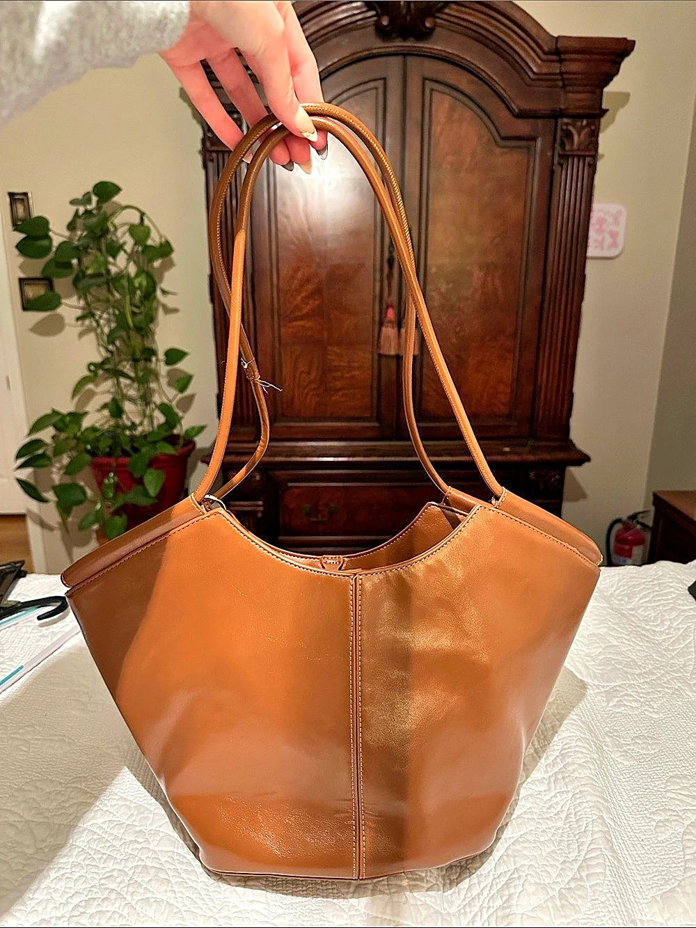 Madison West Tote Bag with Pouch in Brown
